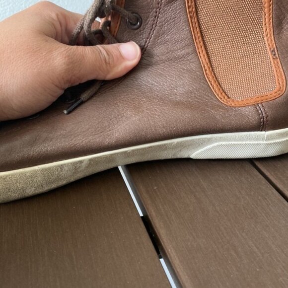 Polo By Ralph Lauren Men Brown Francisco Leather High Top Sneakers Size 13D - Picture 9 of 16